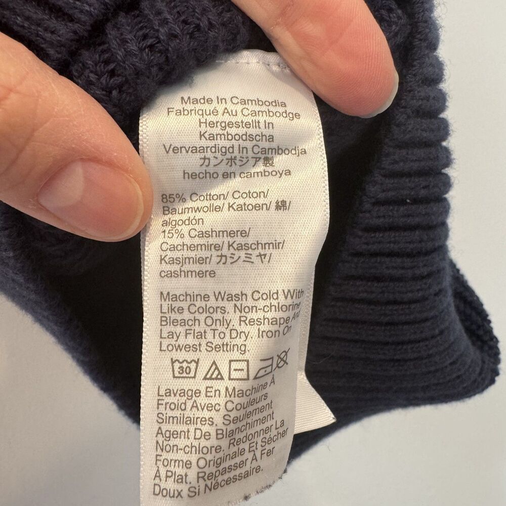 J.Crew Tank Sweater Cotton Cashmere Cross-Back Preppy Heritage Navy Women Small - Picture 6 of 9